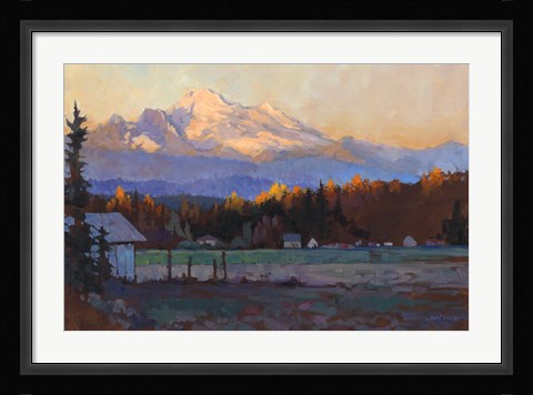 Framed Late October Light Mt. Baker Print