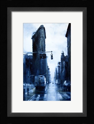 Framed West 23rd Street &amp; 5th Avenue, rain (Flatiron Building) Print