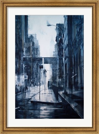 Framed Lower Broadway, rain Print