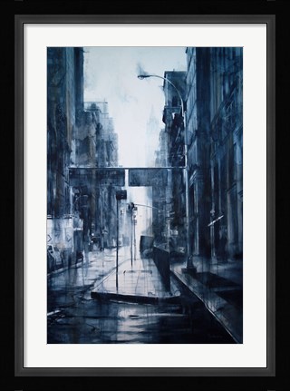 Framed Lower Broadway, rain Print