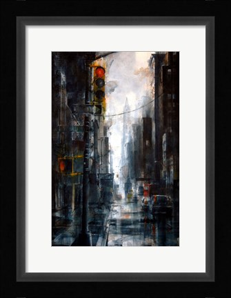 Framed Broadway and Howard Street, rain Print
