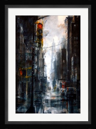 Framed Broadway and Howard Street, rain Print