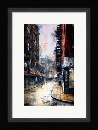 Framed Doyers Street at Pell, rain Print