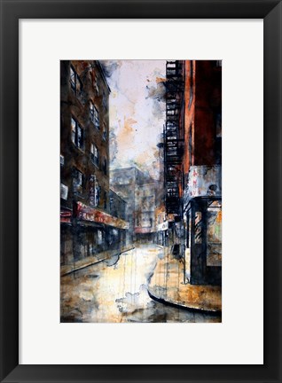 Framed Doyers Street at Pell, rain Print