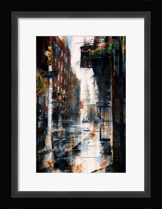 Framed Transfiguration Church, Mott street, rain Print