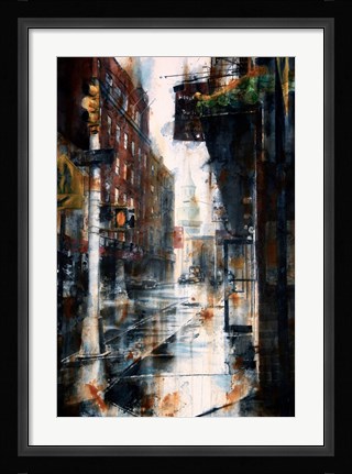 Framed Transfiguration Church, Mott street, rain Print