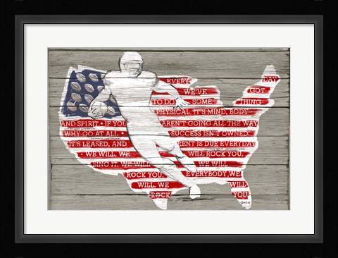Framed USA Flag and Runningback Print