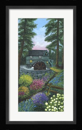 Framed Water Wheel and Mill Print