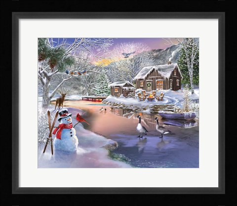 Framed Winter Cabin 2 Print