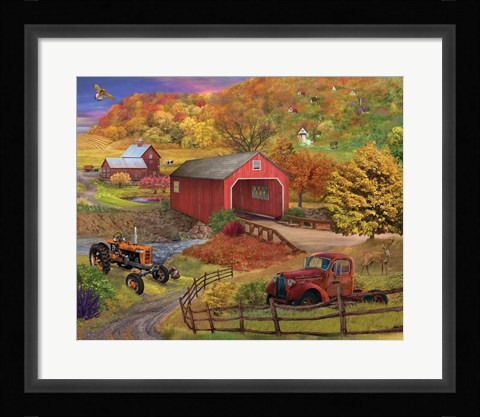 Framed Fall Bridge Print