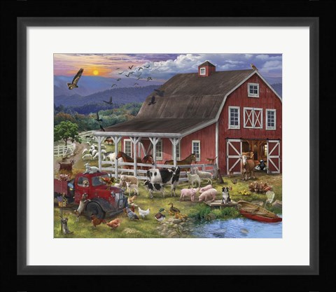 Framed Barnyard Crowd Print