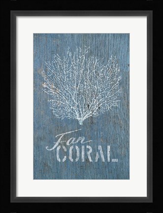 Framed Fan Coral on Blue Print