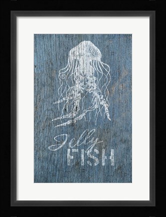Framed Jellyfish on Blue Print