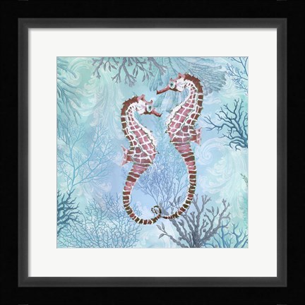 Framed Marine Love Seahorses Print