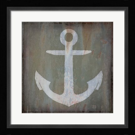 Framed Rusty Sign Anchor Print