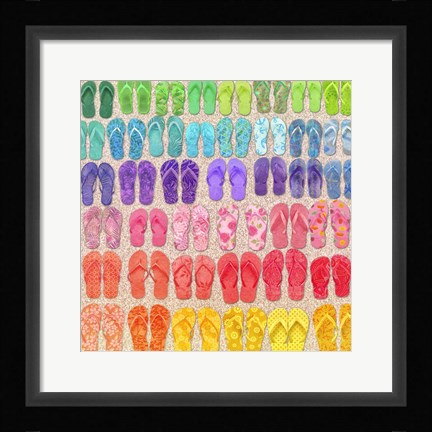 Framed Rainbow Flipflops Print