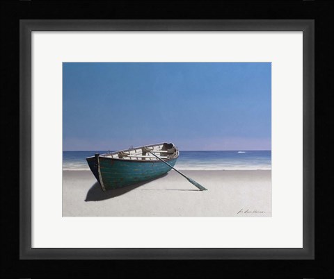 Framed Blue Boat Print