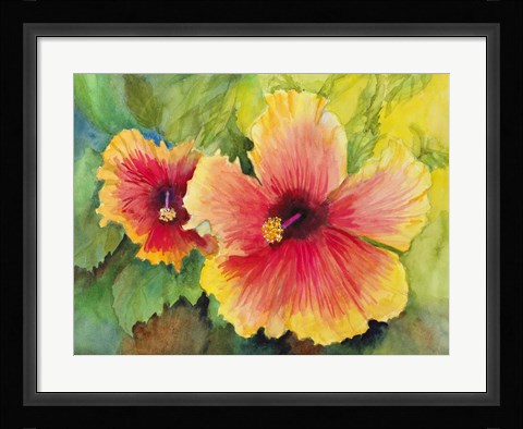 Framed Bright Colored Hibiscus Print