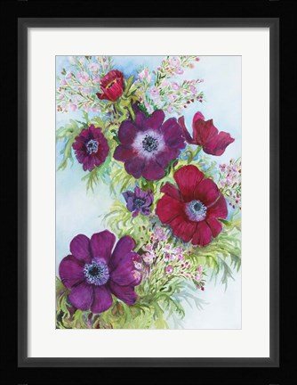 Framed Anemonies and Waxflower Print