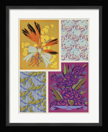 Framed Art Deco Florals I Print