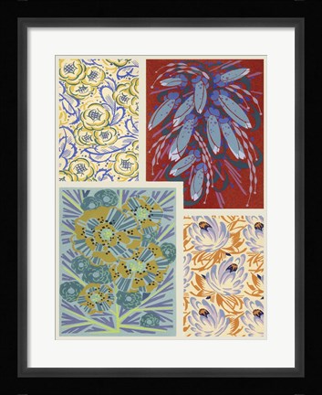 Framed Art Deco Florals V Print