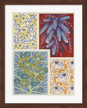 Framed Art Deco Florals V Print