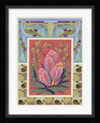 Framed Art Deco Florals VIII Print
