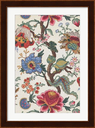 Framed Vintage Jacobean Floral I Print