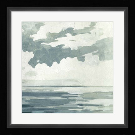 Framed Textured Blue Seascape I Print
