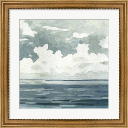 Framed Textured Blue Seascape II Print