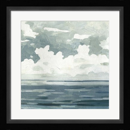 Framed Textured Blue Seascape II Print