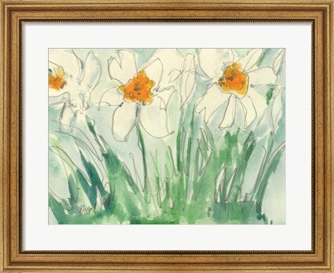 Framed Daffodils Orange and White I Print