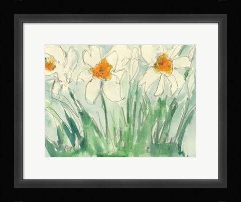 Framed Daffodils Orange and White I Print