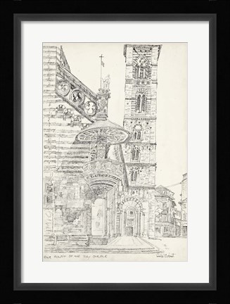 Framed European Building Sketch II Print