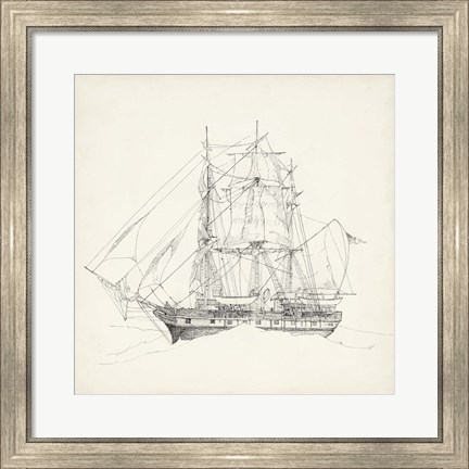 Framed Antique Ship Sketch II Print