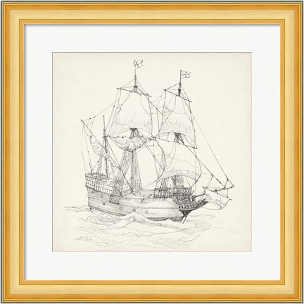 Framed Antique Ship Sketch IV Print