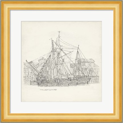 Framed Antique Ship Sketch X Print