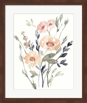 Framed Peach &amp; Paynes Bouquet I Print
