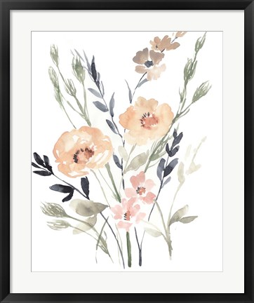 Framed Peach &amp; Paynes Bouquet II Print