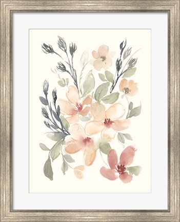 Framed Peachy Pink Blooms I Print
