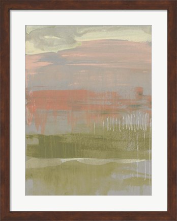 Framed Coral &amp; Olive Striations II Print