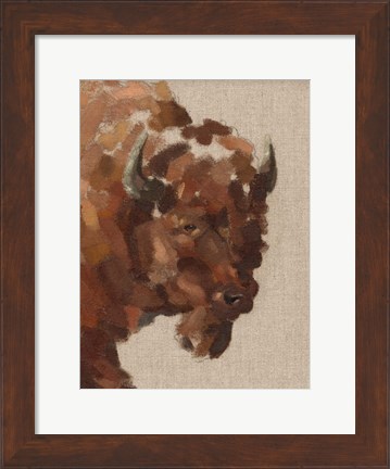 Framed Tiled Bison I Print