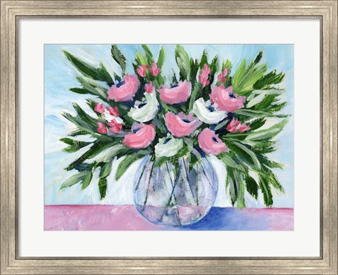 Framed Rosy Bouquet I Print