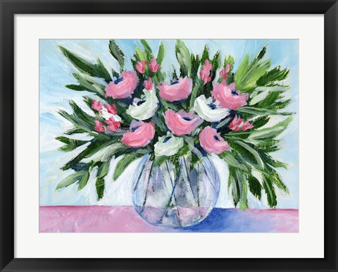 Framed Rosy Bouquet I Print