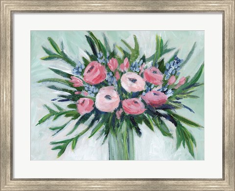 Framed Pink Rosette Bouquet II Print