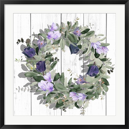 Framed Purple Tulip Wreath II Print