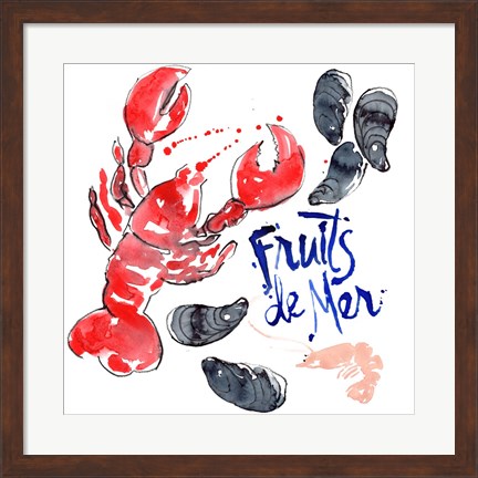 Framed Fruits De Mer I Print