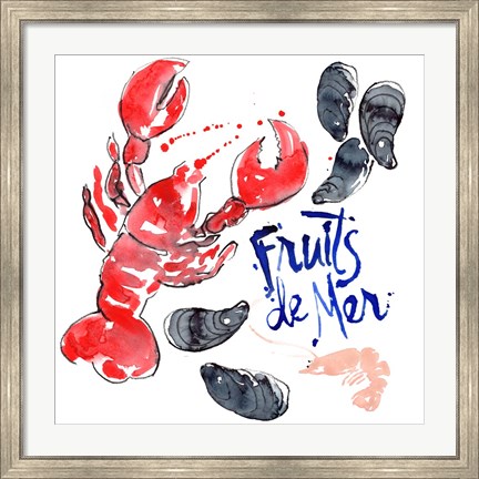 Framed Fruits De Mer I Print