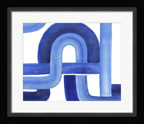 Framed Woven Cobalt I Print
