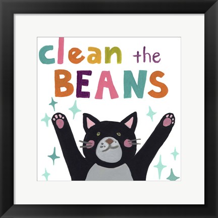 Framed Cute Cat Bath I Print